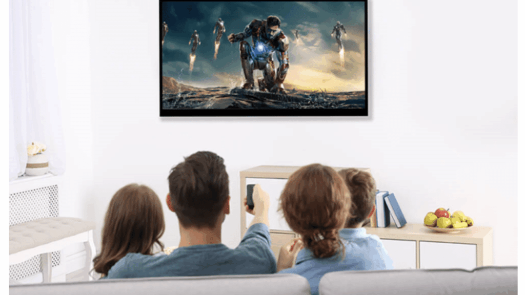 Family watching TV