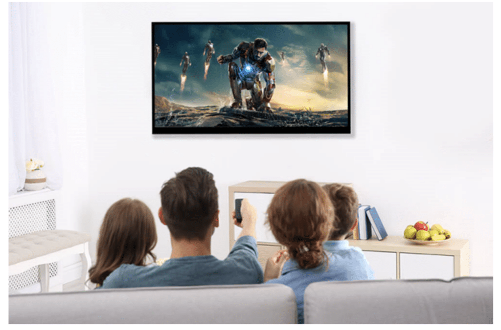 Family watching TV