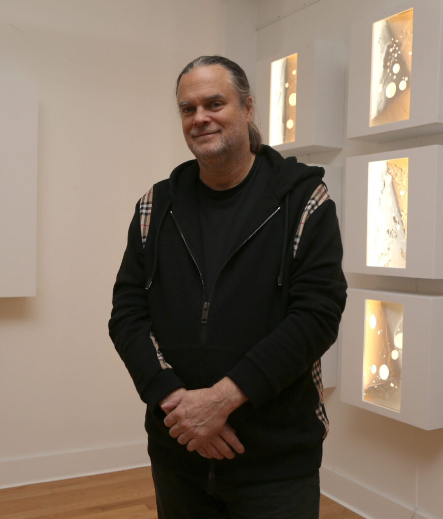 NEW YORK, NY - NOVEMBER 5: Bentley Meeker attends Carlton Fine Arts Presents Acclaimed Lighting Guru, Bentley Meeker’s Veluminosity at Vartlon Fine Arts on November 5, 2025 in New York. (Photo by Sylvain Gaboury/PMC/PMC) *** Local Caption *** Bentley Meeker